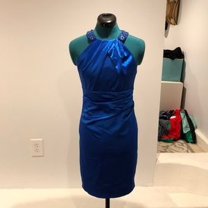 Blue Satin David Meister cocktail dress